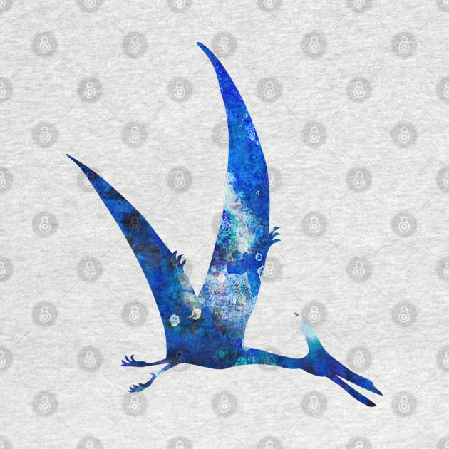 Blue Pteranodon Watercolor Painting by Miao Miao Design